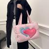 New Peach Heart Cotton Clothing Bag Fashionable Versatile Shoulder Bag Women's Portable Tote Bag Large Capacity Premium Feeling Bag