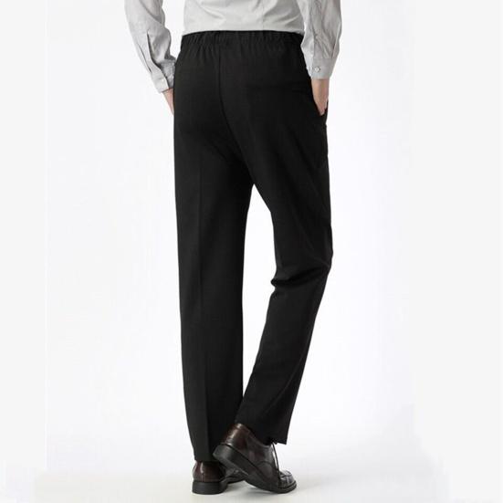High Waist Zipper Button Fly Pockets Men Pants Summer Solid Color Straight Fit Casual Business Pants