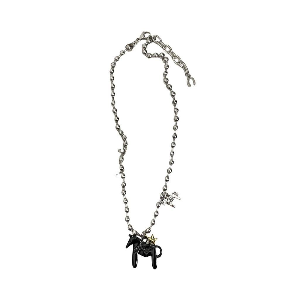Cute Enamel Pony Pendant Necklace Trendy Blogger Inspired Jewelry Gift Sweet Style Layering Chain For Women