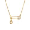 Protection Amulet Necklace Gold Plated Safety Pin Cross Blue Evil Eye Coin Charms Jewelry for Women Waterproof