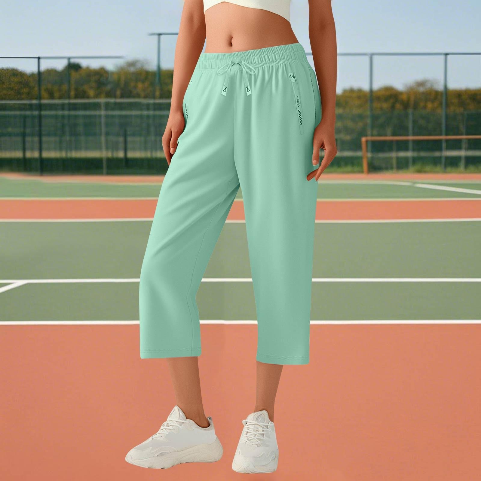 

Women Casual Cotton And Linen Solid Drawstring Elastic Waist Long Straight Pants XXL зелений