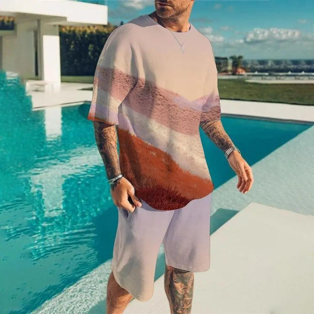 Summer Demon OX Smiling Face Pattern Men's Shorts Sets Casual Street T Shirts+Shorts 2PCS Outfits 3D Print O-Neck Tracksuit Suit