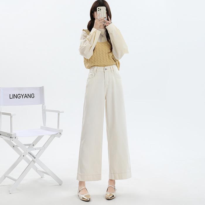 

Petite Straight Leg Jeans for Women, Light Cropped, Narrow/Wide Leg, Spring/Autumn 2025 Style Extra Small