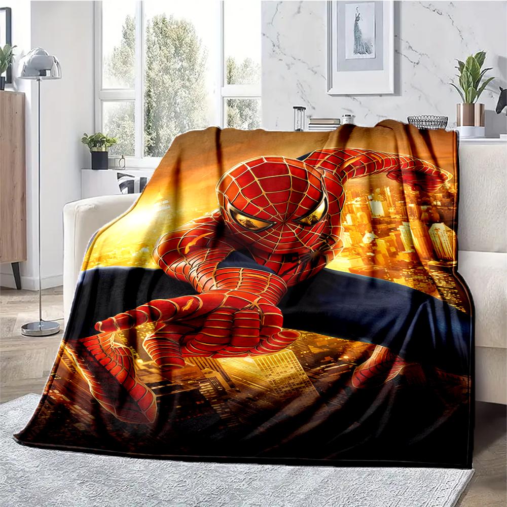 Spider Man Theme Printed Blanket - Perfect for Couch, Bed, Travel & Outdoor Use | Machine Washable, Cozy & Durable.