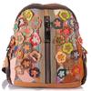 Women's Leather Patchwork Backpack – Floral Design