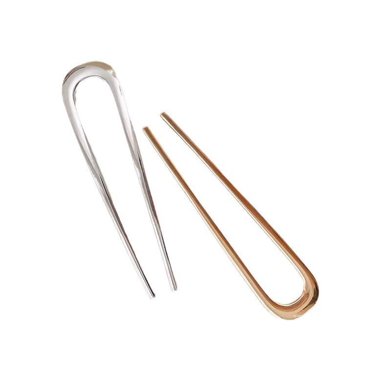 U-Shaped Enamel Metal Hairpin – Ancient Style, Large for Daily Use