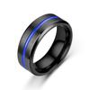 BAECYT 3 Estilos Anillos de Boda Clásicos de 8 mm para Hombres Anillo de Acero Inoxidable Negro con Naranja Rosa Ranura Azul Anillo de Compromiso