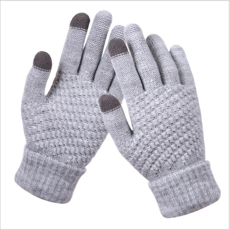 Winter Women Touch Screen Gloves Trendy Multi-color Jacquard Knitted Warm Gloves For Outdoor Cycling