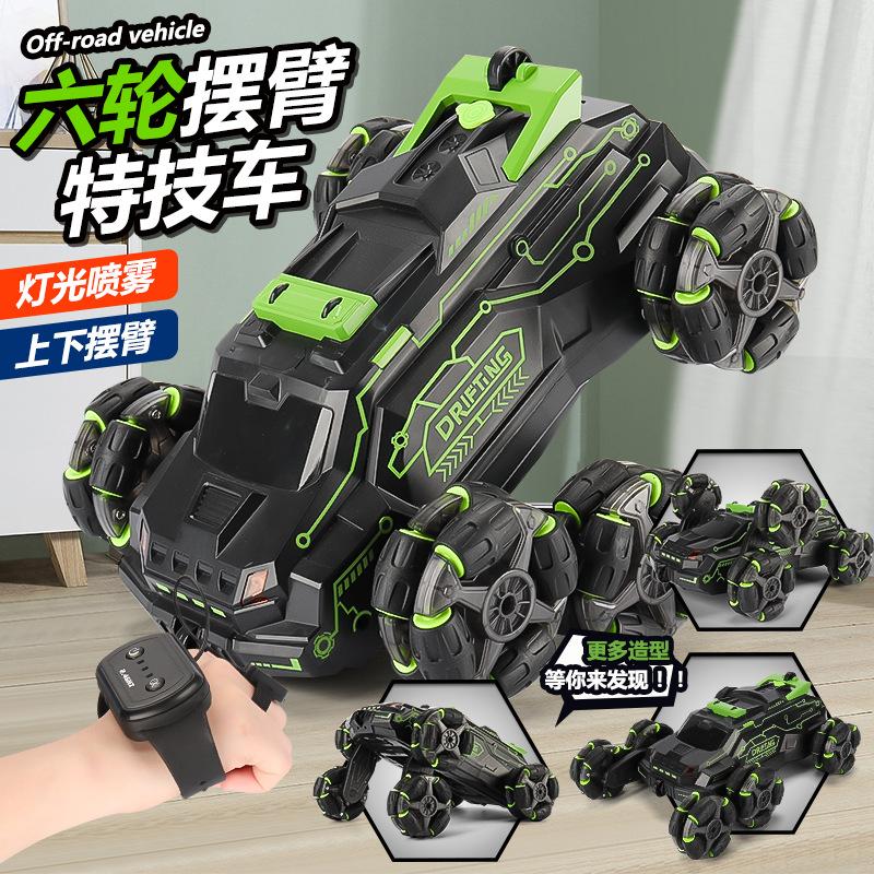 Swing Arm Deformation Six-wheel Stunt Car Gesture Sensing Remote Control Car Spray Drift Off-road Car Toy