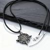 Retro Viking Rune Compass Necklace for Men Boys,Gun black Stainless Steel Talisman Collars,Stylish Punk Jewelry Gift