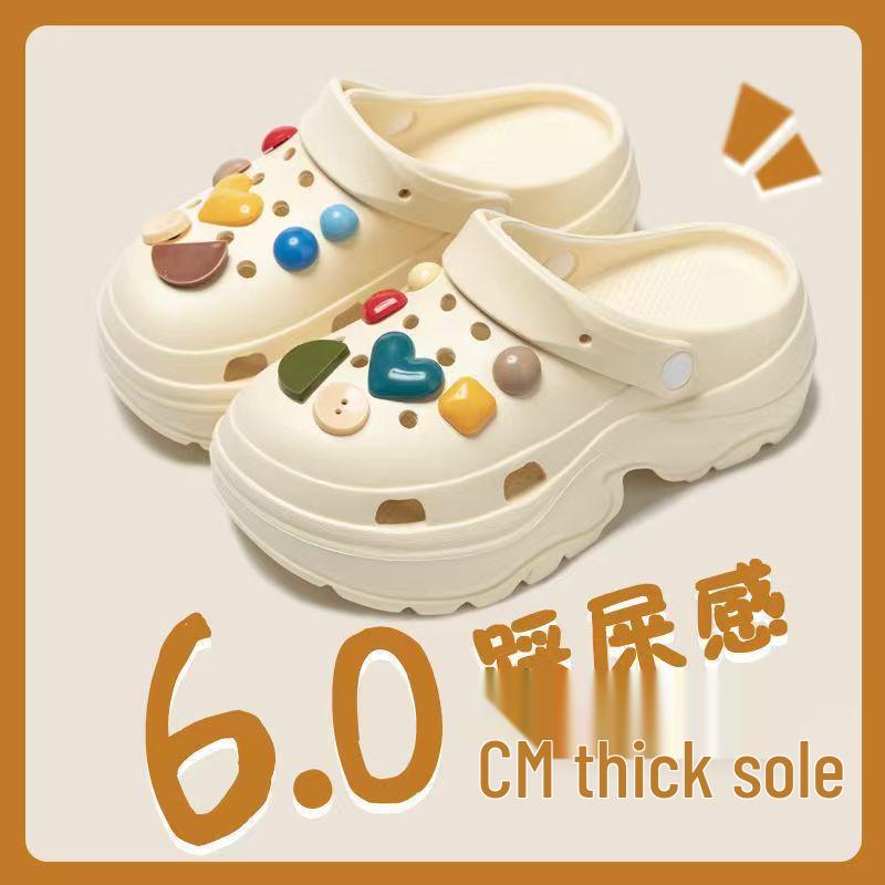 EVA Women's Height-Boosting Summer Clogs - Thick-Soled Beach Sandals for Petite Outdoor Use.