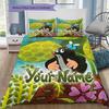 Mole Garden Custom Name Pattern Bedding Quilt Set Quilt Cover Pillowcase Home Birthday Gift(1 * Duvet Cover + 2 * Pillowcase, Without Core)