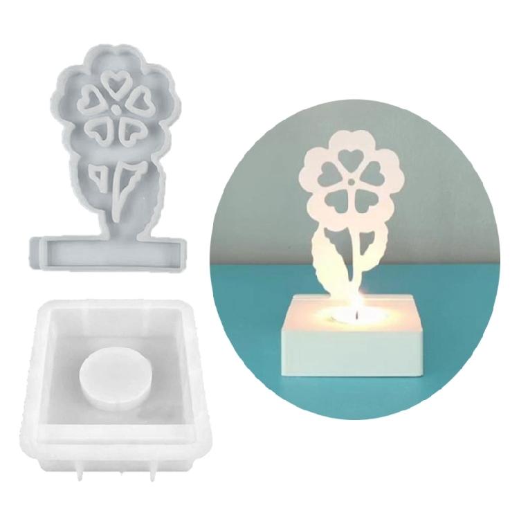 Flower Candle Holder Silicone Molds DIY Candlesticks Resins Molds Castings Mould