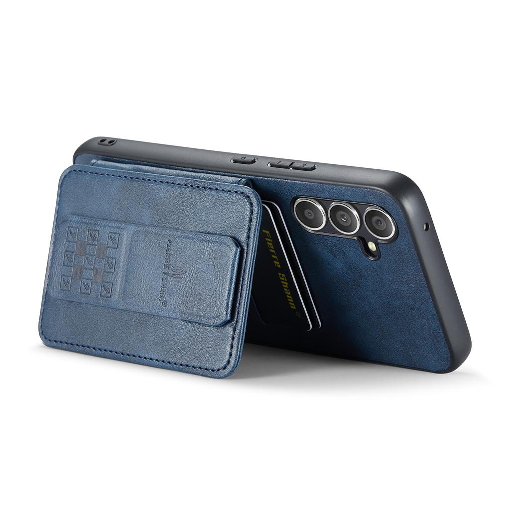 FIERRE SHANN 024 Style For Samsung Galaxy S25 Case Card Holder Kickstand Waxy Texture Leather + TPU Phone Cover