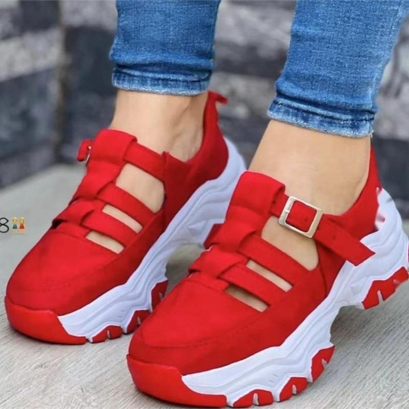 Spring and Summer Thick-soled Shoes with Perforated Breathable Buckles Single-shoe Casual Sandals for Women