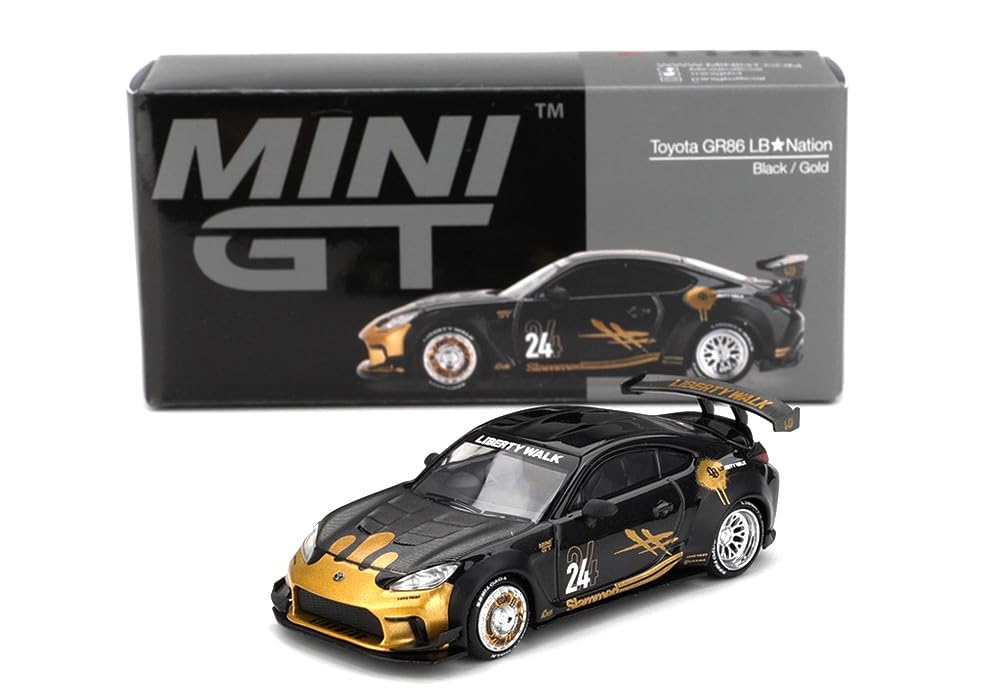 Sunrich MINI GT Scale Toyota GR86 Finished Product 1/64 LBNation Black/Gold (Right-Hand Drive) MGT01149-R