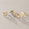 Stainless Steel Geometric Shape CZ Zircon Open Ring for Women 18K Gold Plated Stackable Fashion Finger Jewelry Anti Allergic