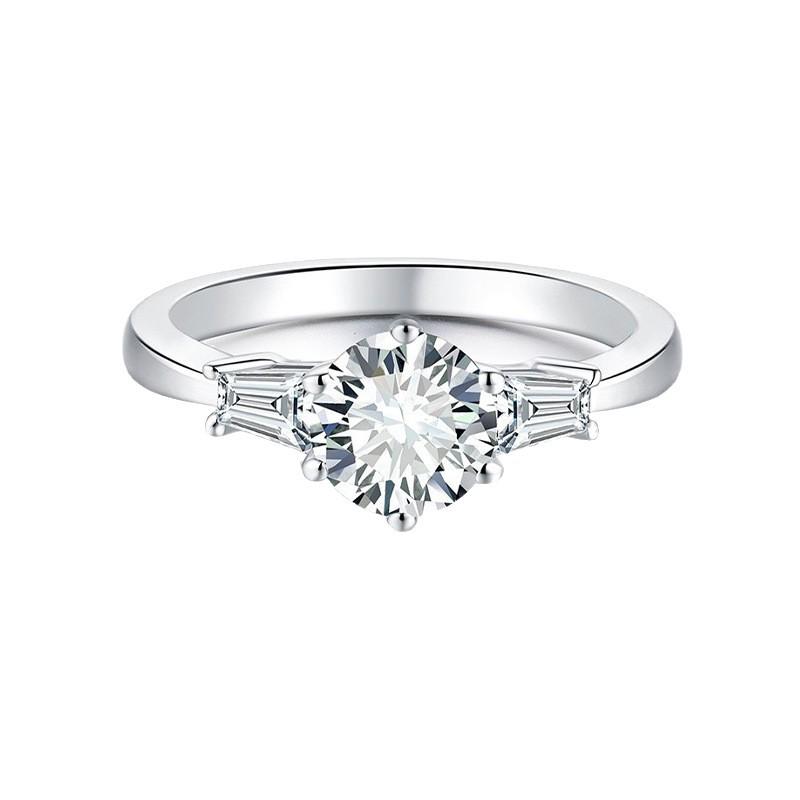 S925 Sterling Silver Elegant Six-Prong Moissanite Ring for Women – High-End Simple Design