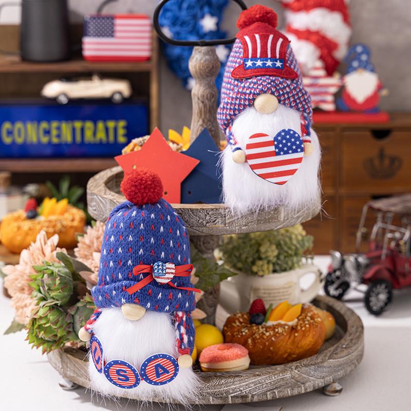 Cute Independence Day Usa Flag Gnome Plush Decoration For Festive Home Decor
