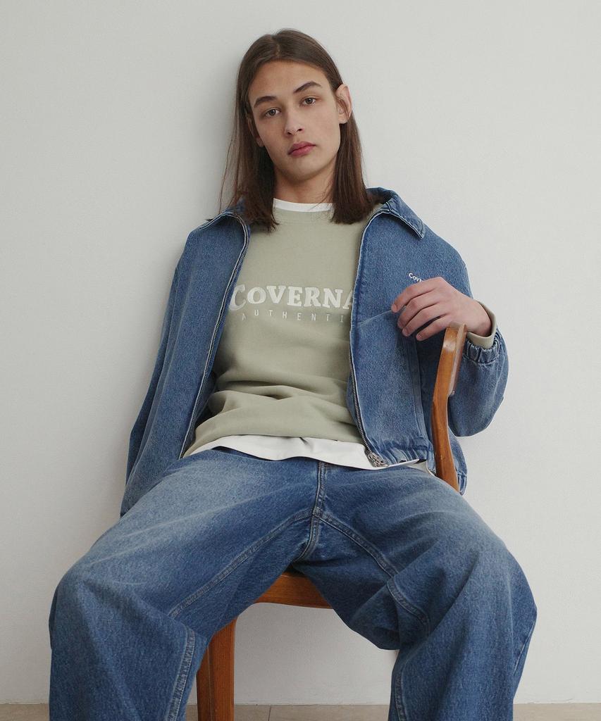 COVERNAT Denim Zip-Up Jacket Blue
