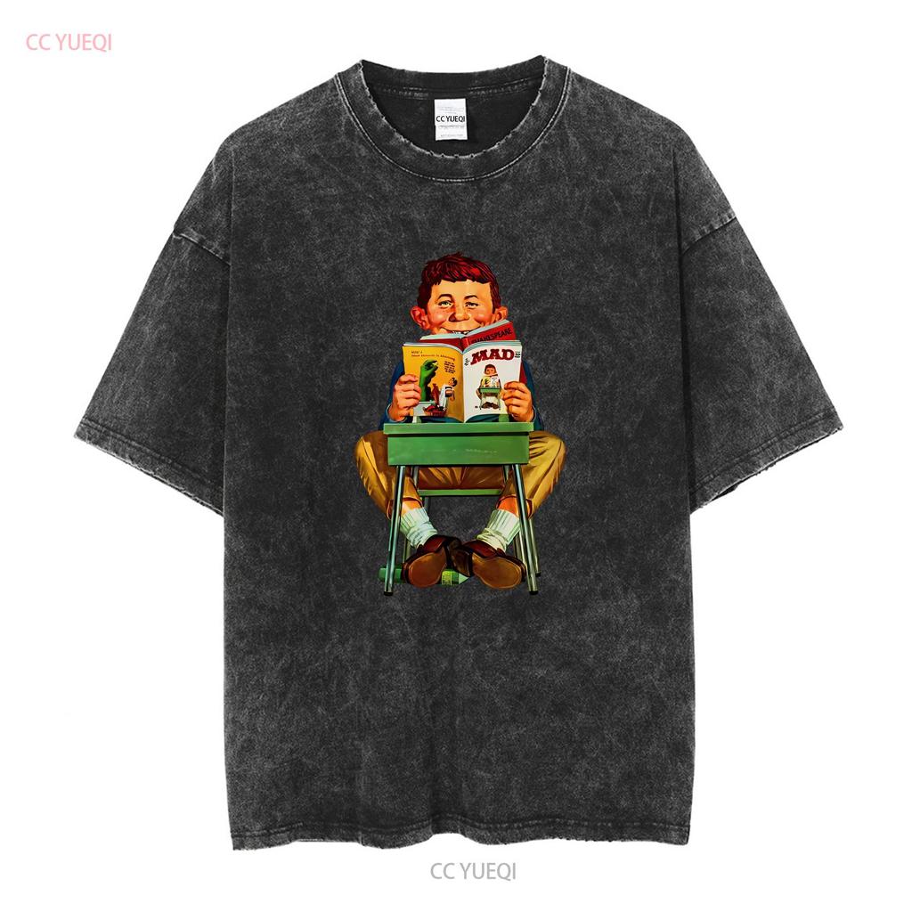 MAD Magazine Alfred E Newman T shirt retro graphic tee long or short sleeves vintage Washed Stretched Soft Casual homme