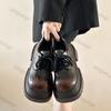 Modne Damskie Buty na Grubym Obcasie Jedne Buty Damskie Brytyjski Styl Kwadratowy Nosek Mokasyny Casual Nowe Grube Obcasy Sukienka Sznurowane Skórzane Czółenka