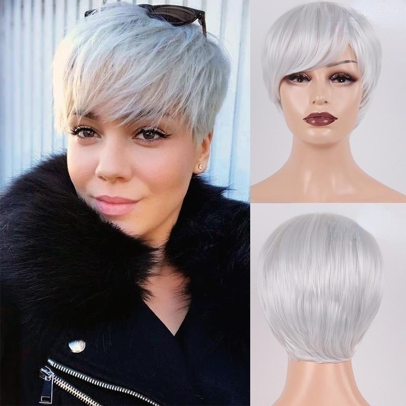 LISI HAIR Fashion Kurzhaarfrisuren, schwarze synthetische Perücken für Frauen