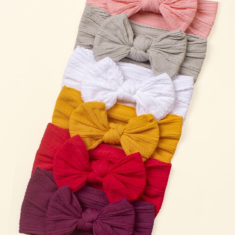 6-color Combination Soft Jacquard Nylon Children's Headgear, Baby Bow Headband, Girls' Wide Headscarf