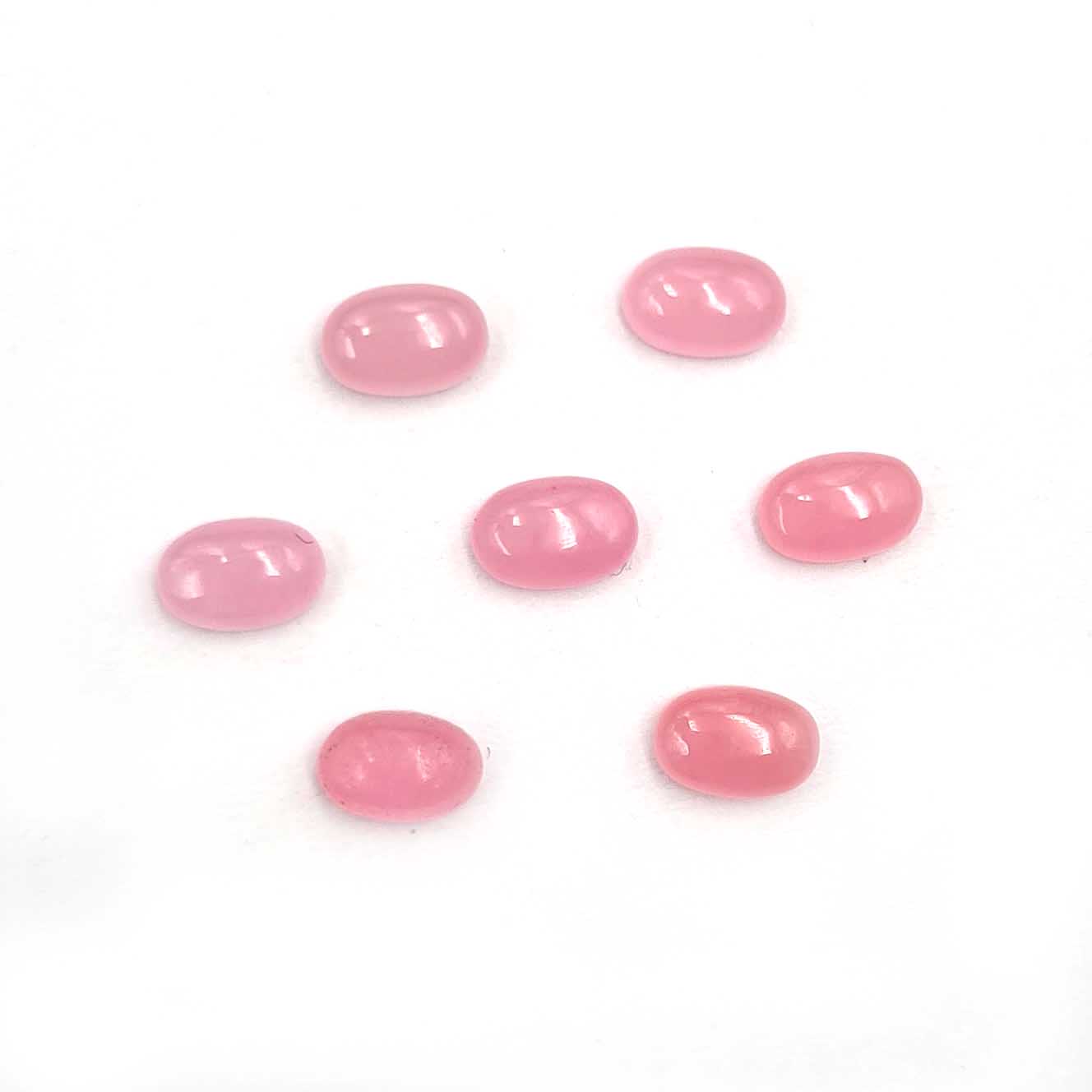 Dyed Pink Jade Oval Cabochon Loose Gemstone Lot 102 Pcs 4*6 MM 69 CT For Jewelry Making 4*6 MM розовый