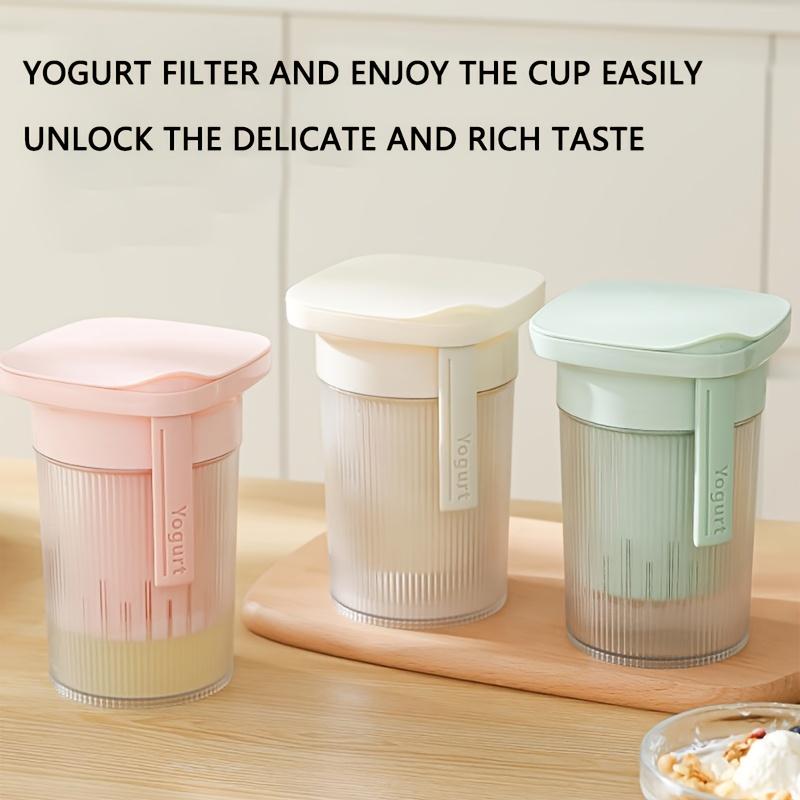 Strainer Lid for Yogurt Cups , Durable PET Greek Yogurt Strainer with Spoon, Portable Milk Curds Separator for Smoothies, Parfaits, Healthy Snacks