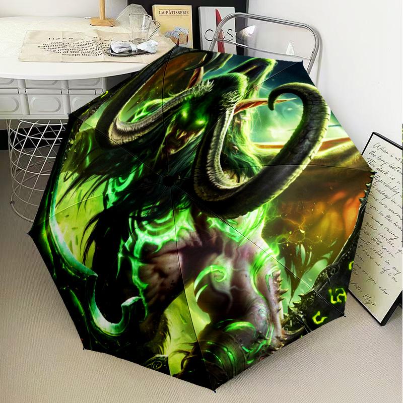 World Of Dragon Battle Warcraft Automatic Folding Umbrella - 8-Rib Travel Umbrella with Auto Open/Close & Portable Gifts for holidays or birthdays