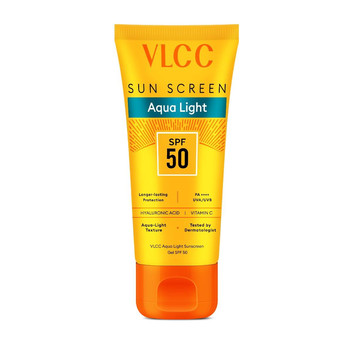 

VLCC Aqua Light Sunscreen Gel SPF 50 PA+++ 100g Pack | Fast Absorbing, Lightweight Hydrating UV Protection