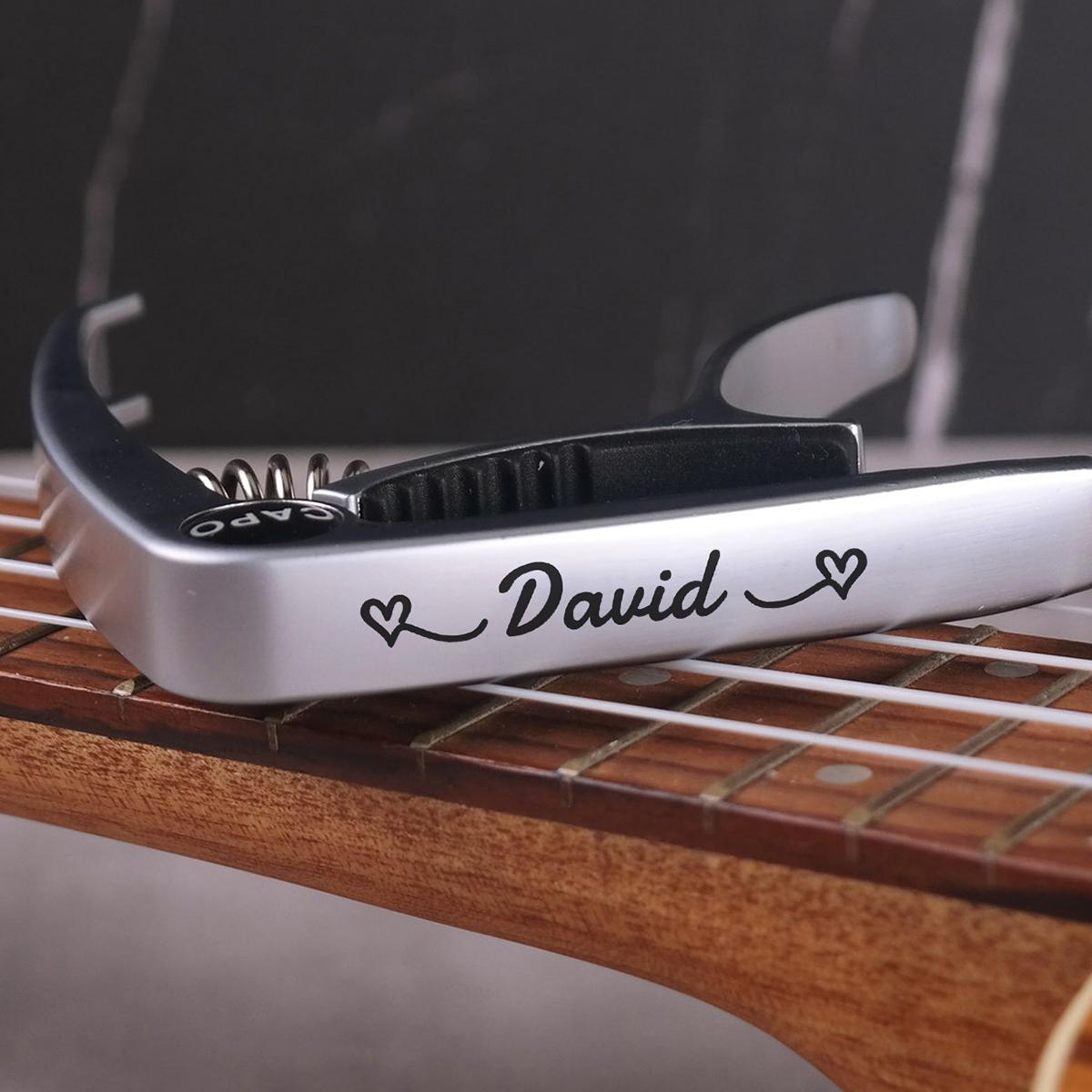 Custom Engraving Name Guitar Capo, Personalized Capo For Electric Guitar, Customized Engraved Capo 1pc серебряный