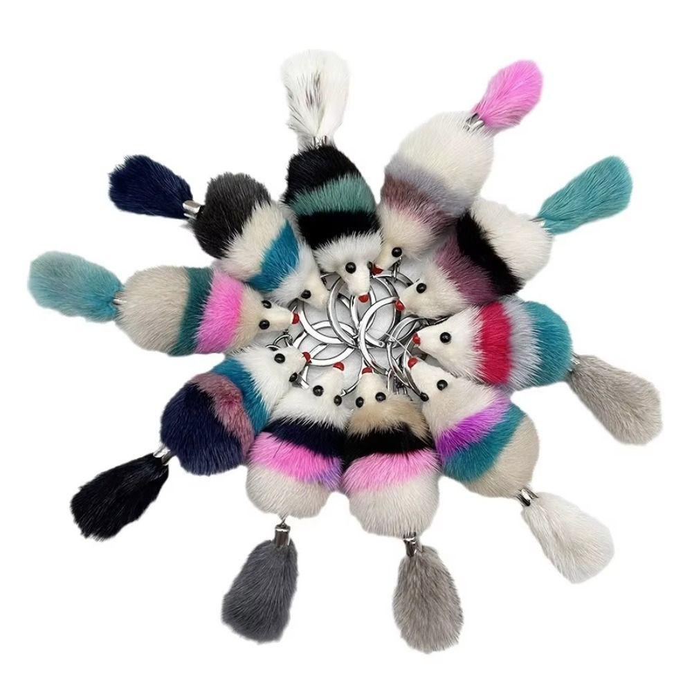 3PCS Plush Mink Fur Keychain Mini Size Cute Bag Charm Kawaii Plush Toy Keychain  Bag Decoration