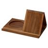 Acacia Wood Triangle Bookshelf & Coaster - Multifunctional Solid Wood Bookshelf for Bedroom or Kitchen with Recipe Rack & Bookmark Holder.