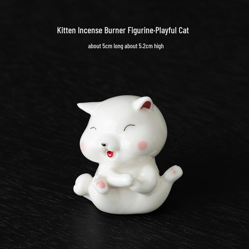 Cute Ceramic Puppy Incense Holder: Sandalwood Incense Burner & Tea Ceremony Ornament for Home Decor