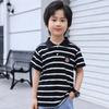 Children's Striped Summer Polo Shirt, Short Sleeve, Modal Fabric, Round Neck, Thin Base Layer for Boys