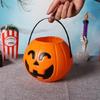 Halloween Decorative Pumpkin Light Plastic Holder Portable Storage Bucket with Handle For Indoor Outdoor Use