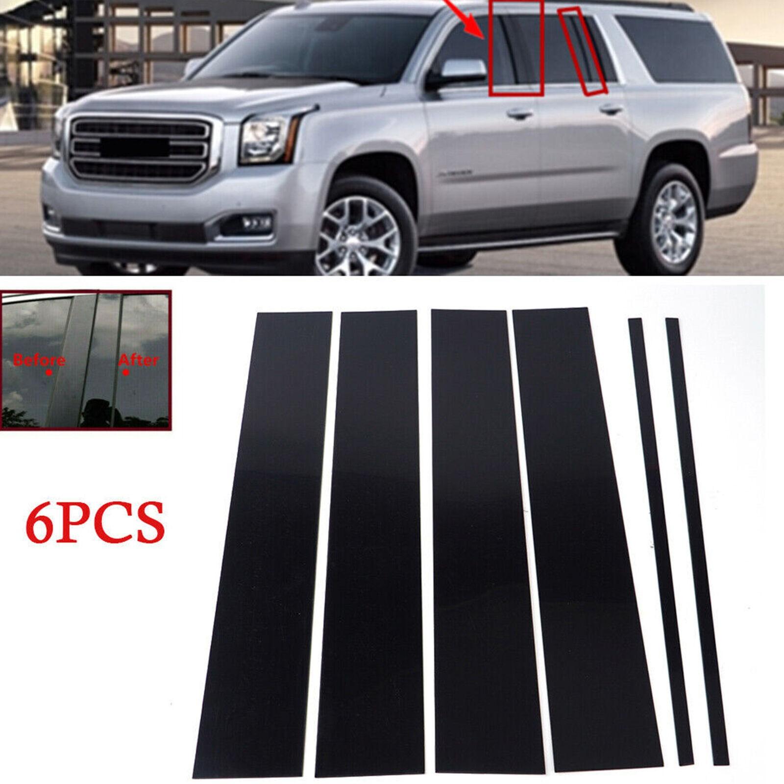6Pcs For 2015-20 GMC Yukon CHEVY Tahoe Pillar Post Cover Door Tirm Gloss Black