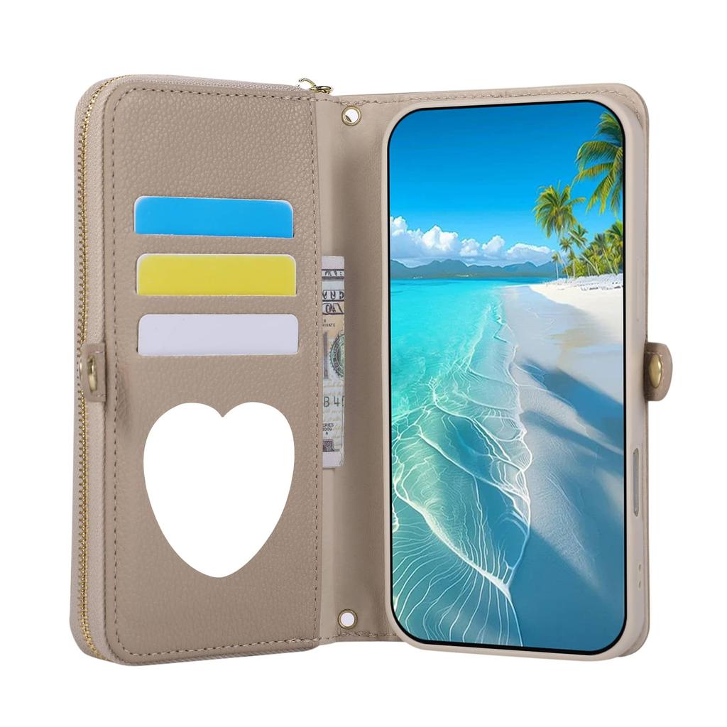 WEFOR Crossbody Wallet Case for iPhone 15 14 13 12 11 Pro Max XR XS Max 7 8 Plus SE, Strap Card Holder Lanyard Kickstand Mirror