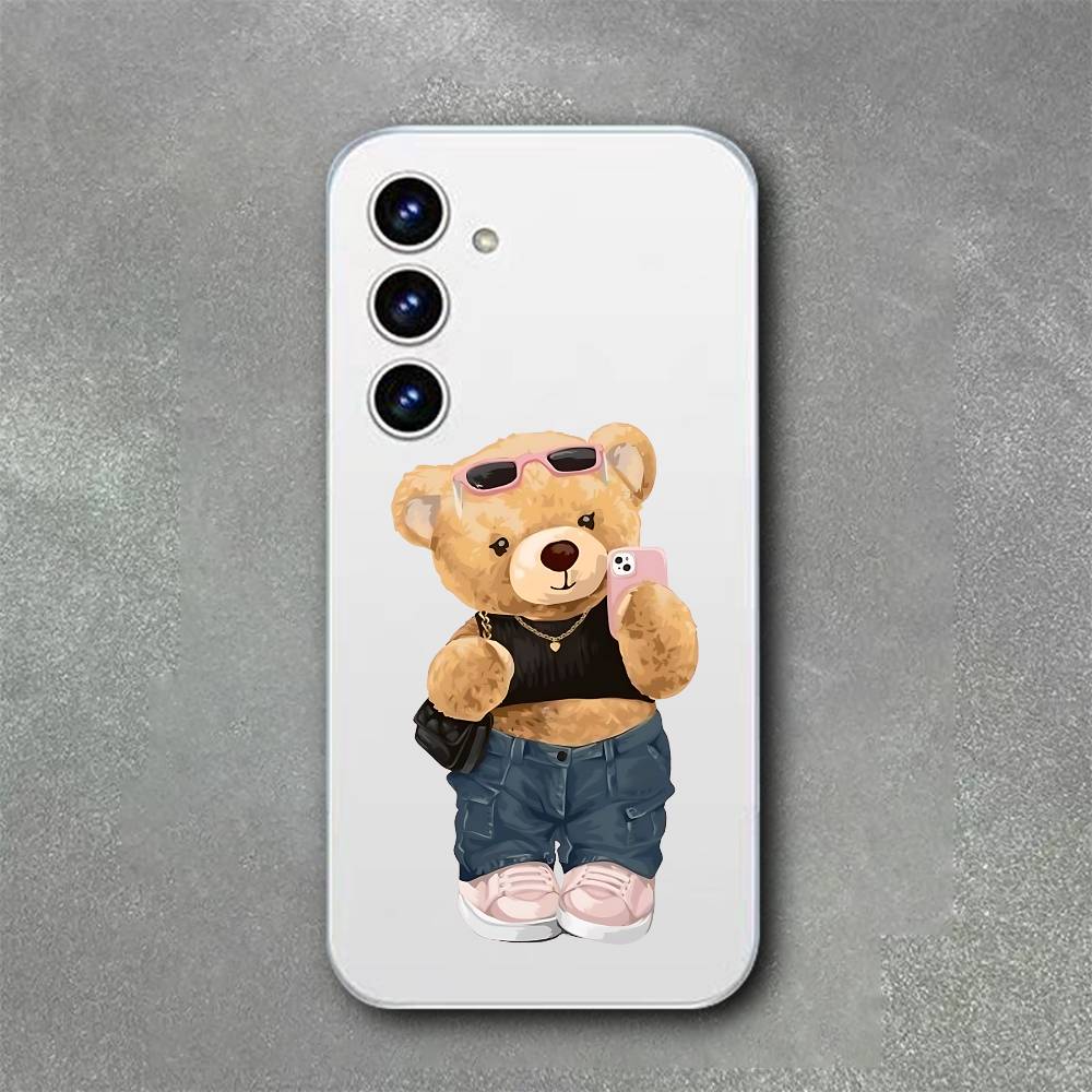 Teddy Bear Phone Case For Samsung Galaxy A52 A12 A51 S21 Edge S22ULTRA S23 S24 S20LITE Plus Ultra Transparent Cover
