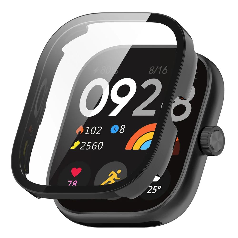Tempered Glass+Case for Xiaomi Redmi Watch 4 Accessories Screen Protector All Around 9H Hard PC Bumper for Redmi Watch4 Cover