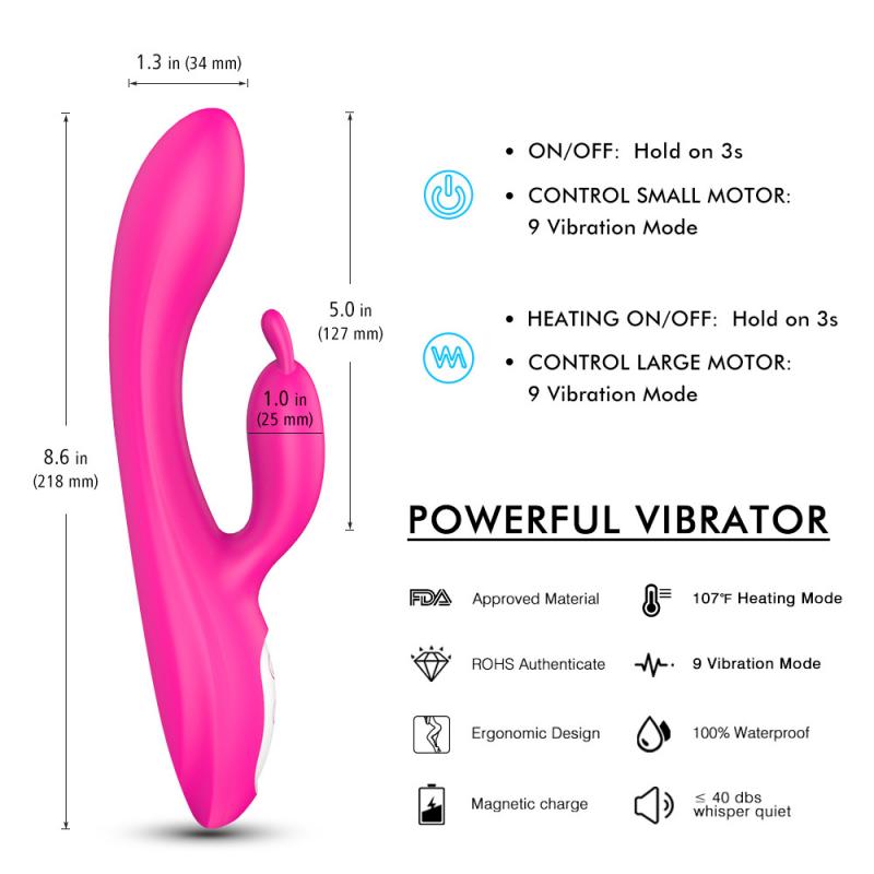 G Spot Couple Vibrator with Heating Function Clitoris G-spot Stimulation Waterproof Dildo with Vibrations Dual Motor Stimulator for Women Couple Fun