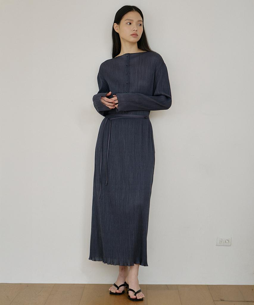 Oeoseoul Pleated Maxi Skirt [Charcoal]