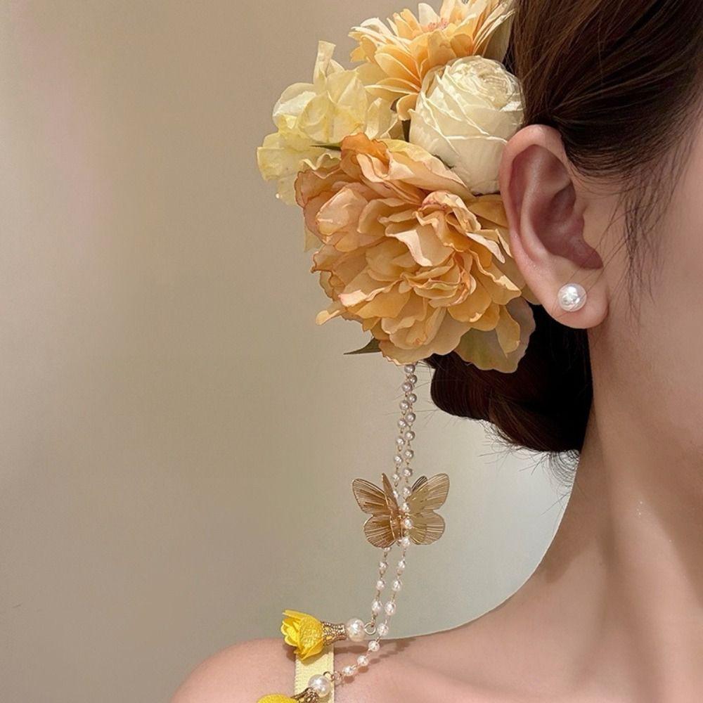 Ancient Style Chinese Style Hair Clip Colorful Flower Hairpin  Photography Props