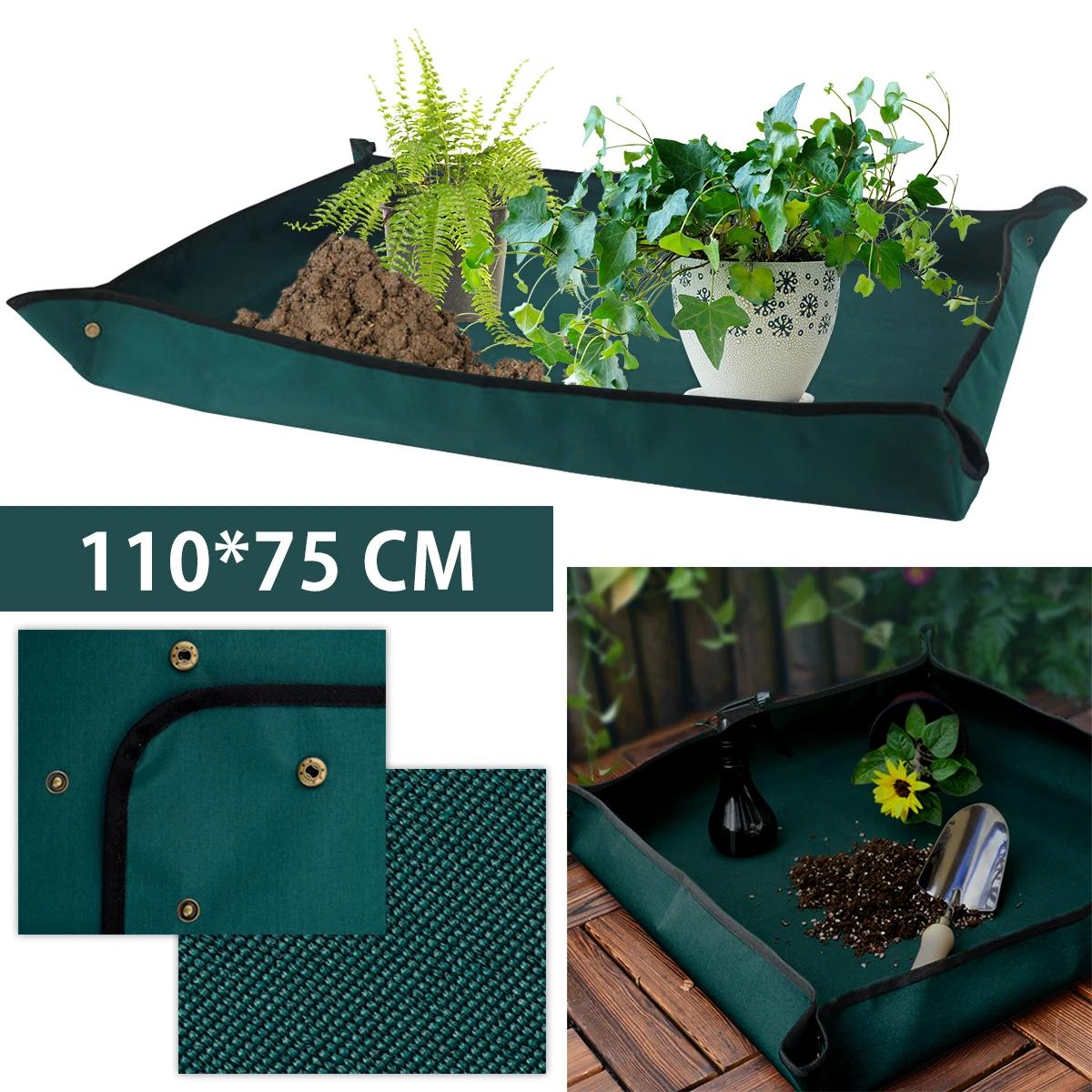 110CM Planting Mat Oxford Cloth Plant Repotting Mat Foldable Waterproof Gardening Potting Pad Flower Pots Transplanting Mats verde