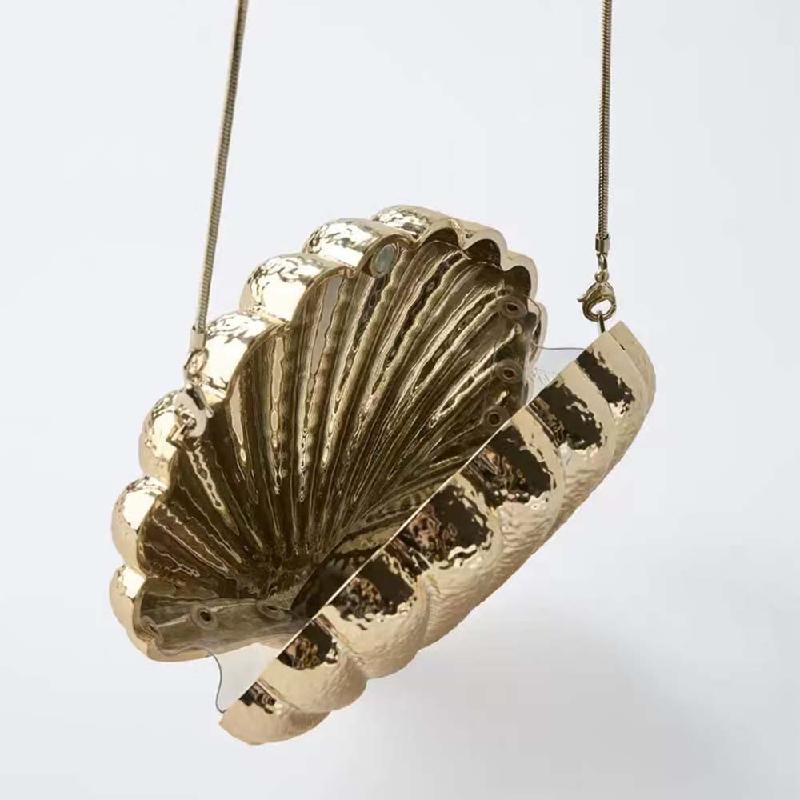 Gold-plated Bag Clutch Small Shell Shoulder Fashion New Evening Crossbody Women's Hand Wallets Bags Famous Luxury Brand Handbag