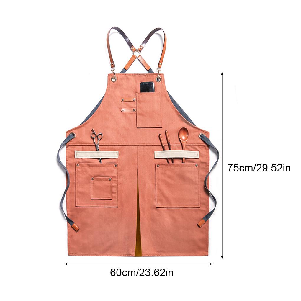 Work Apron Woodworking Mechanician Canvas Workshop Bib with Pockets Outdoor Painting Bar Washable Protective Aprons Bibs