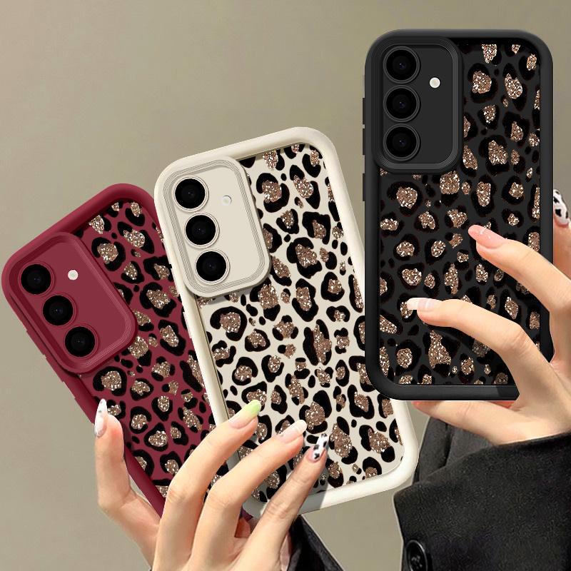 Brown Leopard Print Phone Case For Samsung Galaxy A17 A56 A16 A55 A15 A25 A36 A26 5G S25 Edge S23 S24 Ultra S24 S25 FE TPU Cover