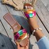 Summer new square head cross flat simple women's slippers outside to wear women Slipper P615